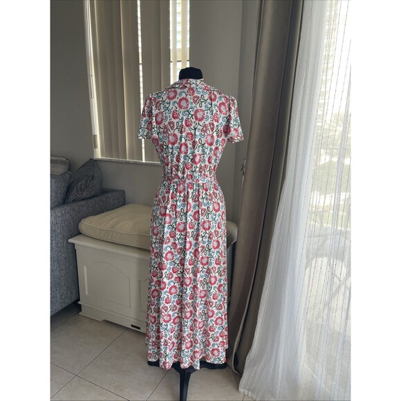 Boden Nicola Floral Print Jersey Tea Dress British Style Ruffle Belt Sz 8P NWT - Picture 4 of 9